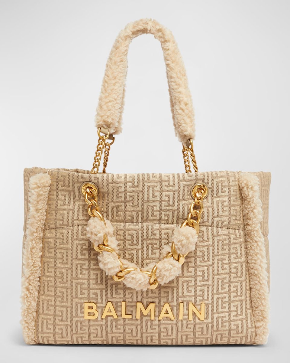 1945 Soft Cabas Tote Bag In Jacquard With Shearling